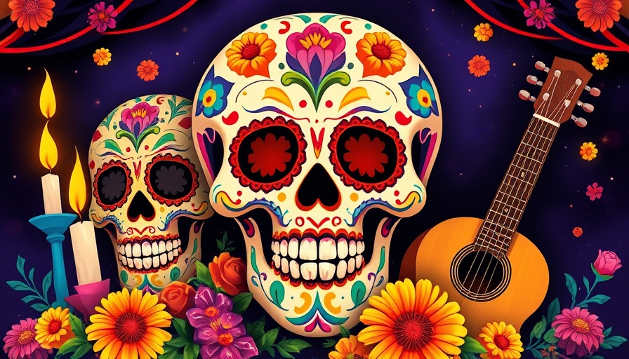 Day of the Dead celebrations in the Triangle, colorful skulls and symbols.