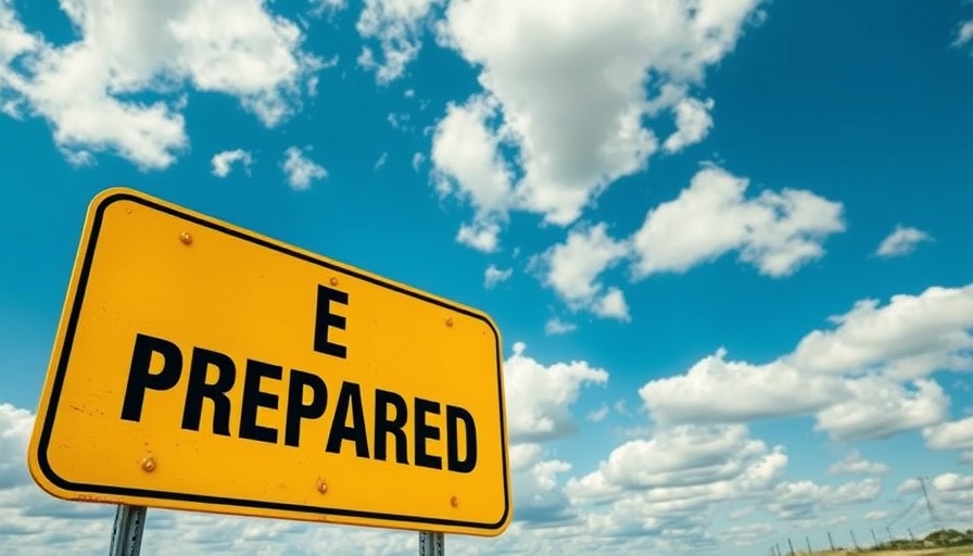 Warning sign with 'Be Prepared' for hurricane preparedness plan.