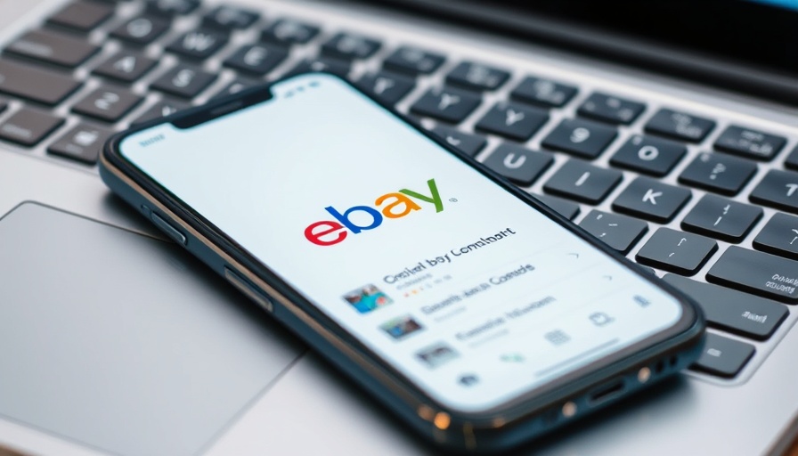 AI Search Integration for ECommerce on eBay app displayed on smartphone.