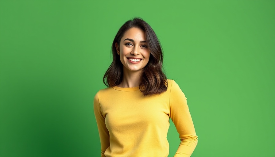 Cheerful woman smiling with a green background, related to CTV measurement strategies.