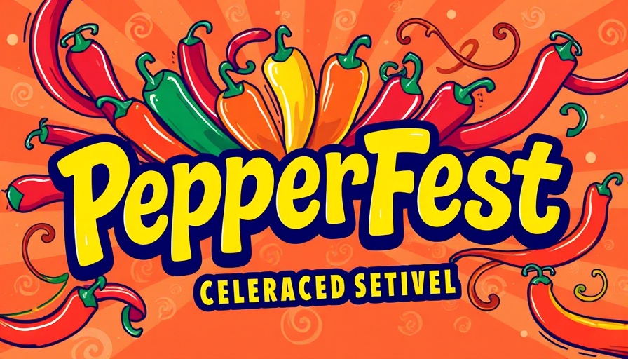Vibrant poster for 18th Annual Pittsboro Pepperfest, colorful design.