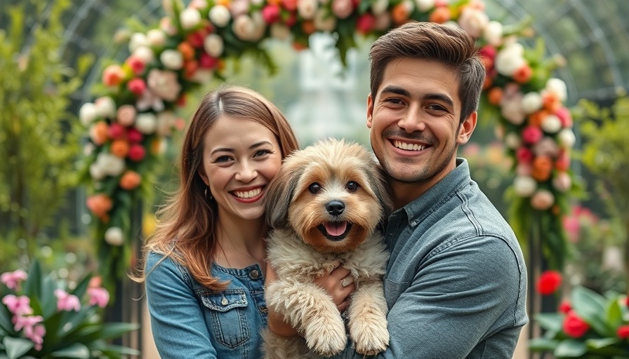 Swift activation in marketing: couple with dog in floral garden