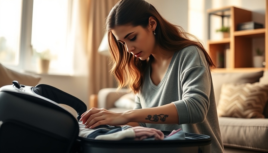 Woman packing for One-Bag Challenge, embracing sustainable travel.