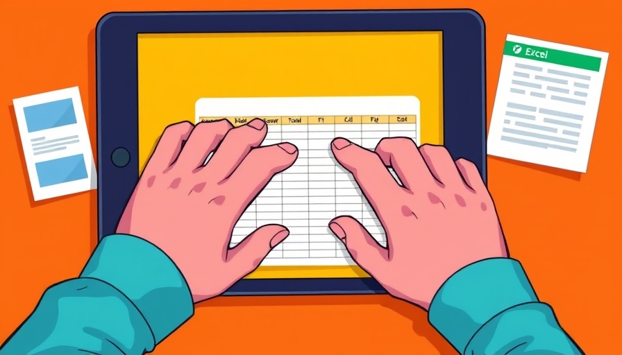 Excel Cheat Sheet for Business Owners on tablet in colorful illustration.