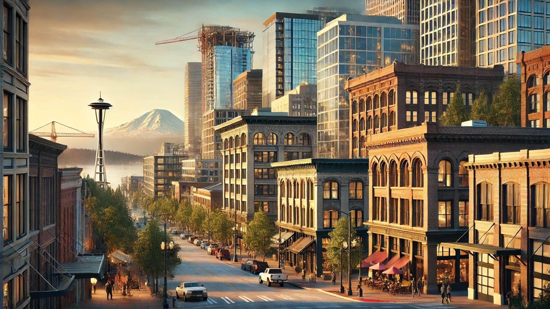 Seattle’s architectural blend of restored historic buildings and modern skyscrapers, reflecting the city’s balance between preservation and innovation