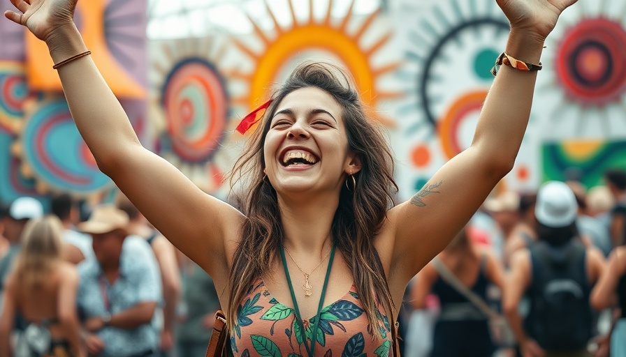 Eco-friendly beauty trends 2025 displayed at a vibrant festival scene.