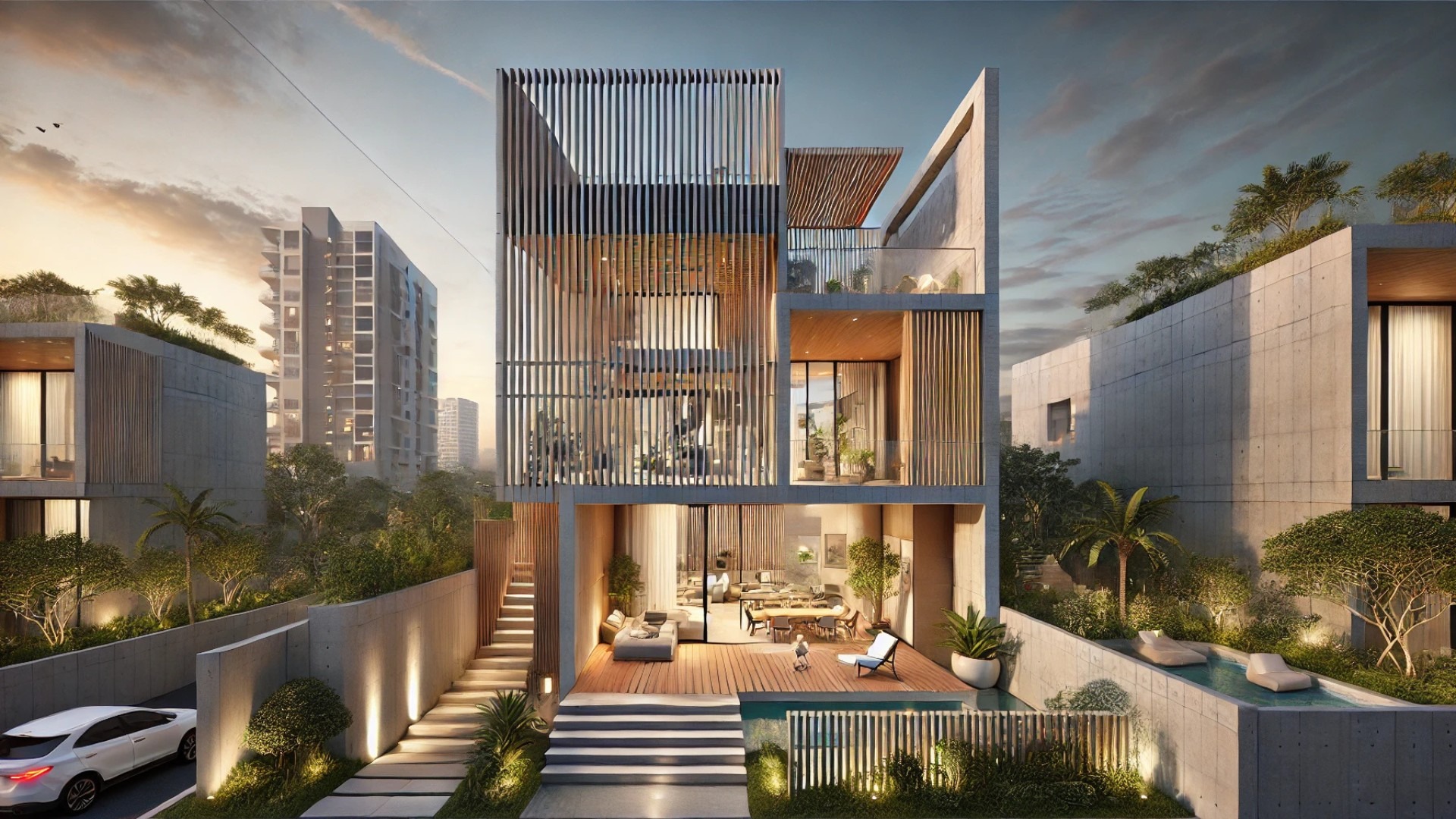 showcasing DaLa House in Da Nang City, emphasizing its modern minimalist design, sustainable ventilation, and family-friendly architecture