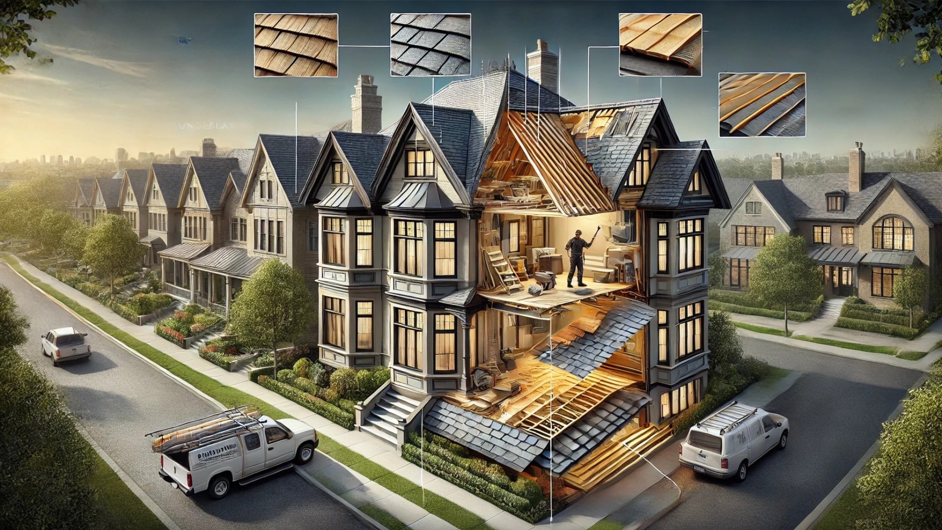 showcasing the intricate layers of a luxury roofing system