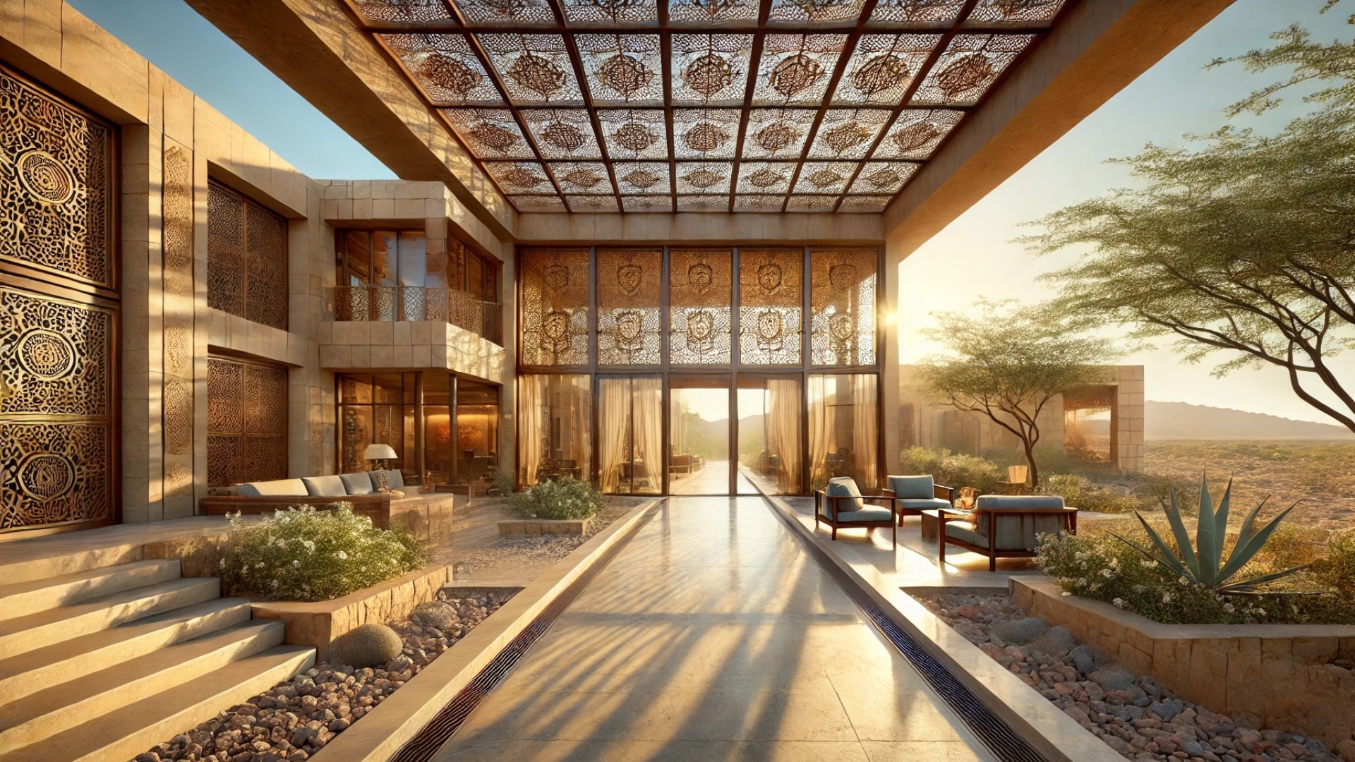 Rehethaan House — capturing a stunning blend of Mediterranean and Mid-Century influences, rich materiality, and deep connection to Kutch’s artisan heritage