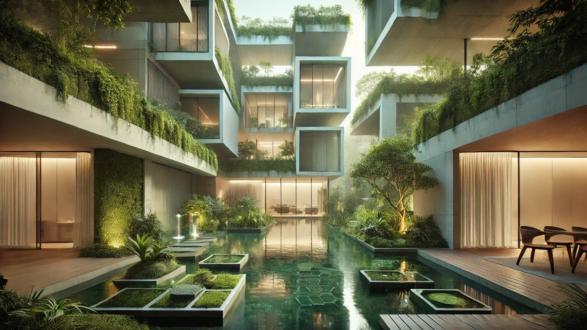 In-Between House in Singapore — showcasing its lush interstitial gardens, striking cuboid volumes, and seamless integration of nature with modern architecture.