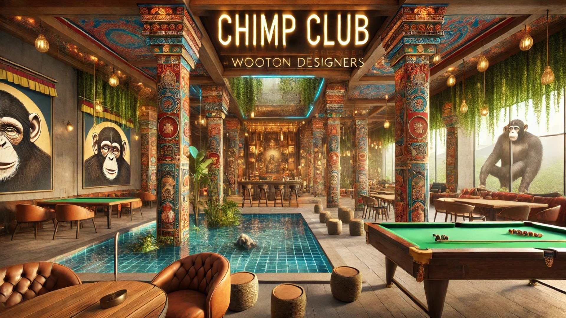 Chimp Club—capturing a unique blend of Tibetan tradition, modern recreation zones, and whimsical storytelling through design