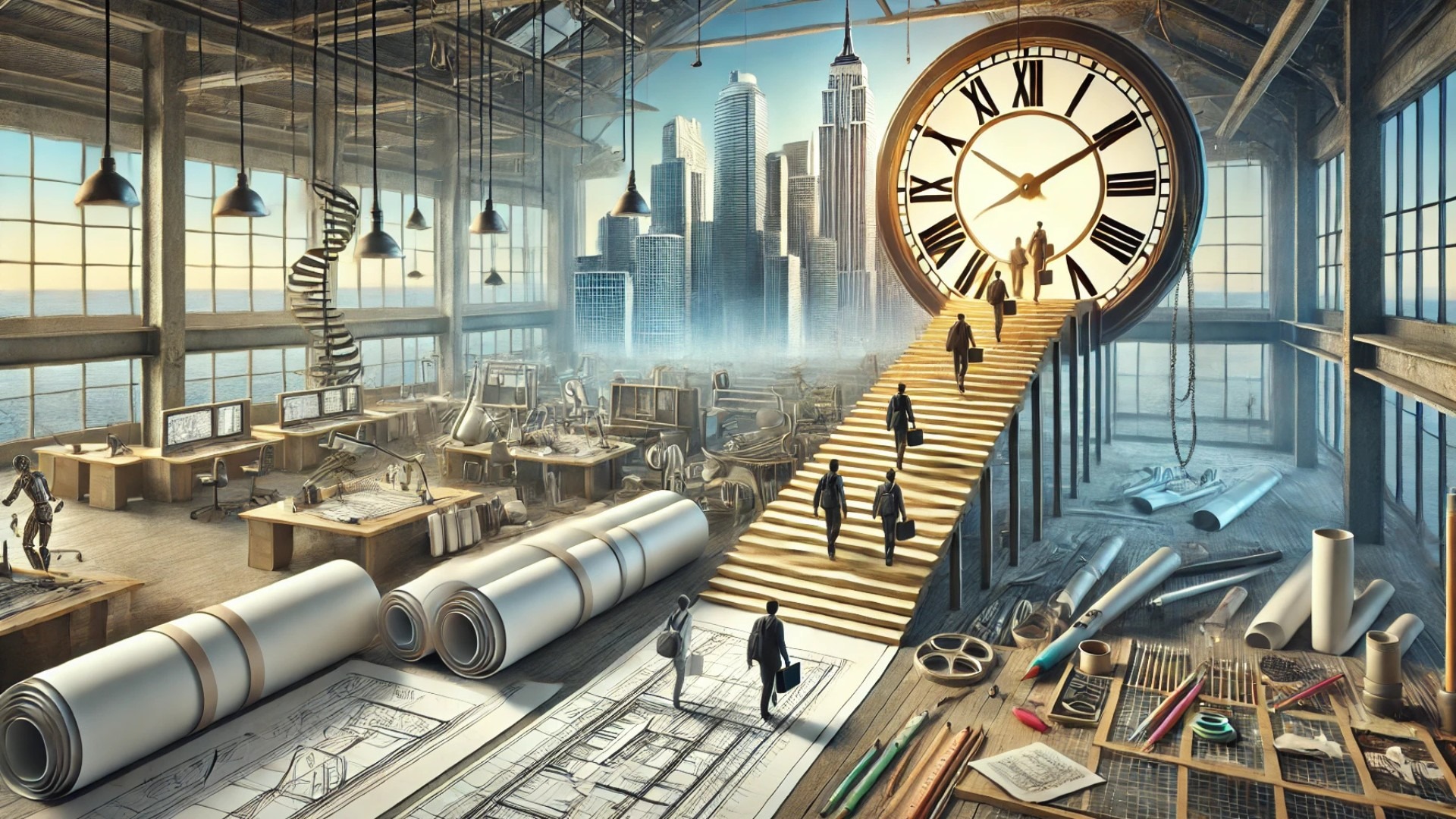 conceptual illustration capturing the transition away from the ARE rolling clock policy. The imagery symbolizes ambition, progression, and the evolving journey of emerging architects