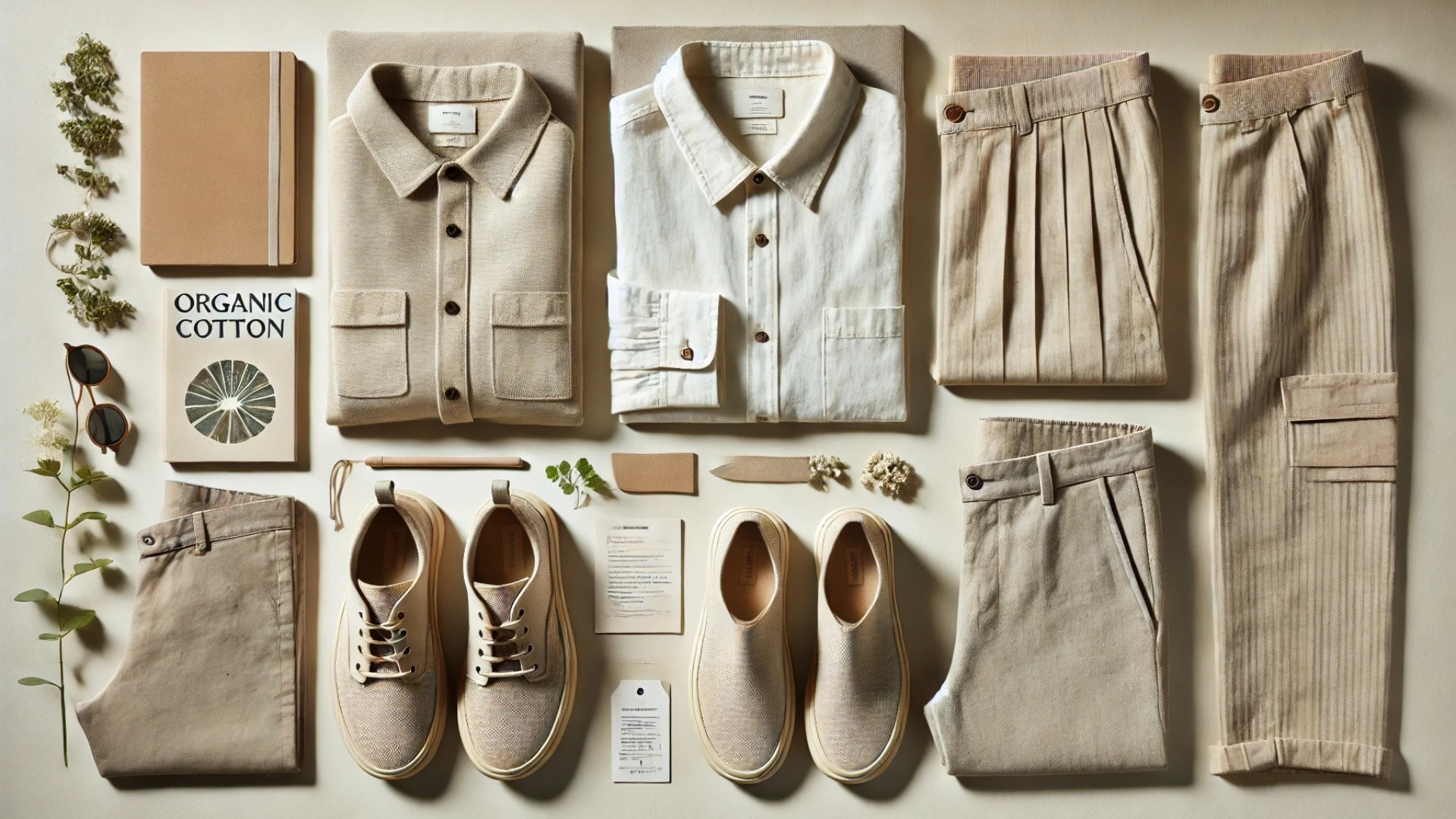 sustainable workwear and ethically sourced accessories, designed to highlight material texture and modern eco-conscious style