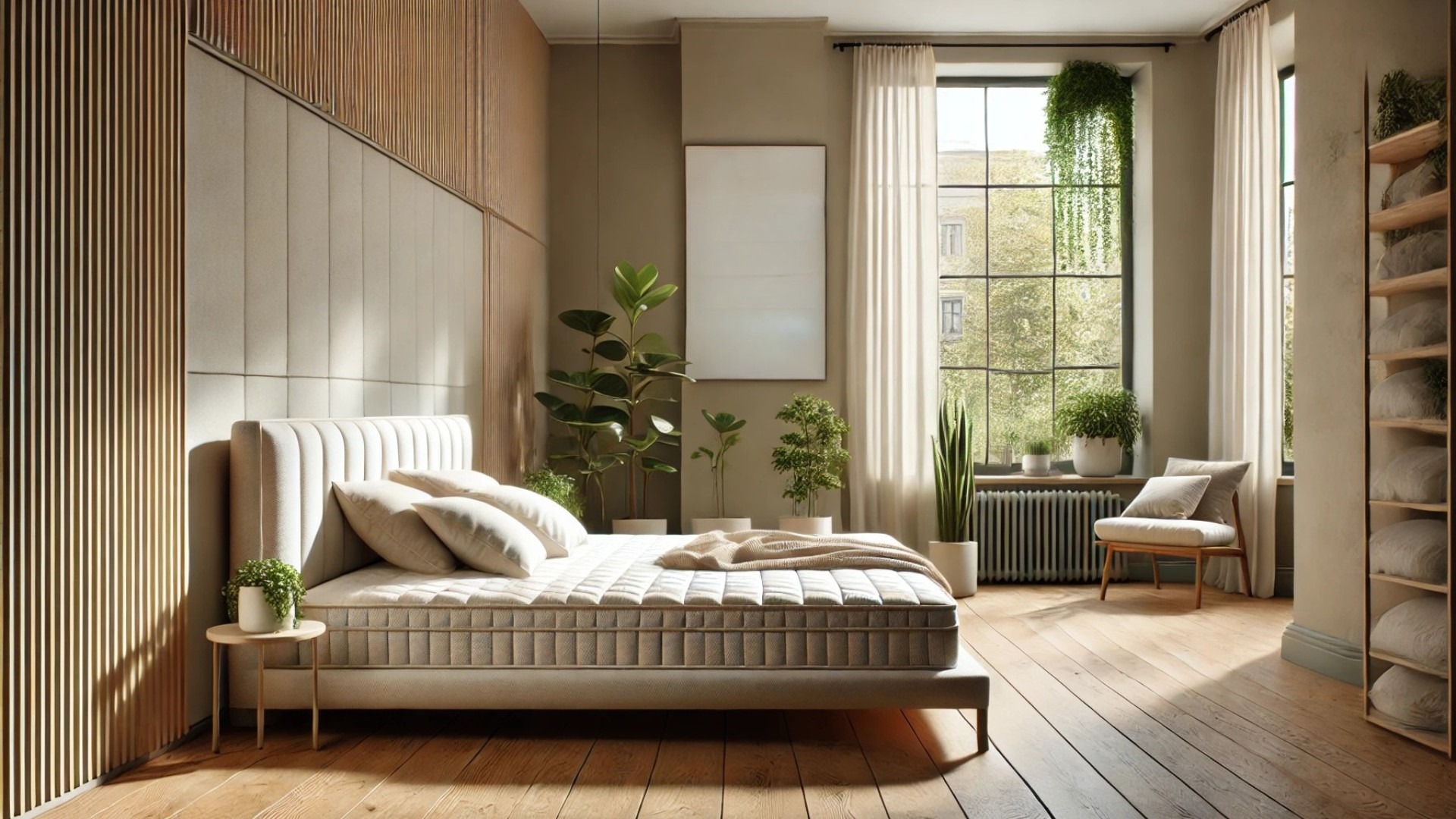 capturing the essence of an eco-conscious bedroom with a sustainable mattress