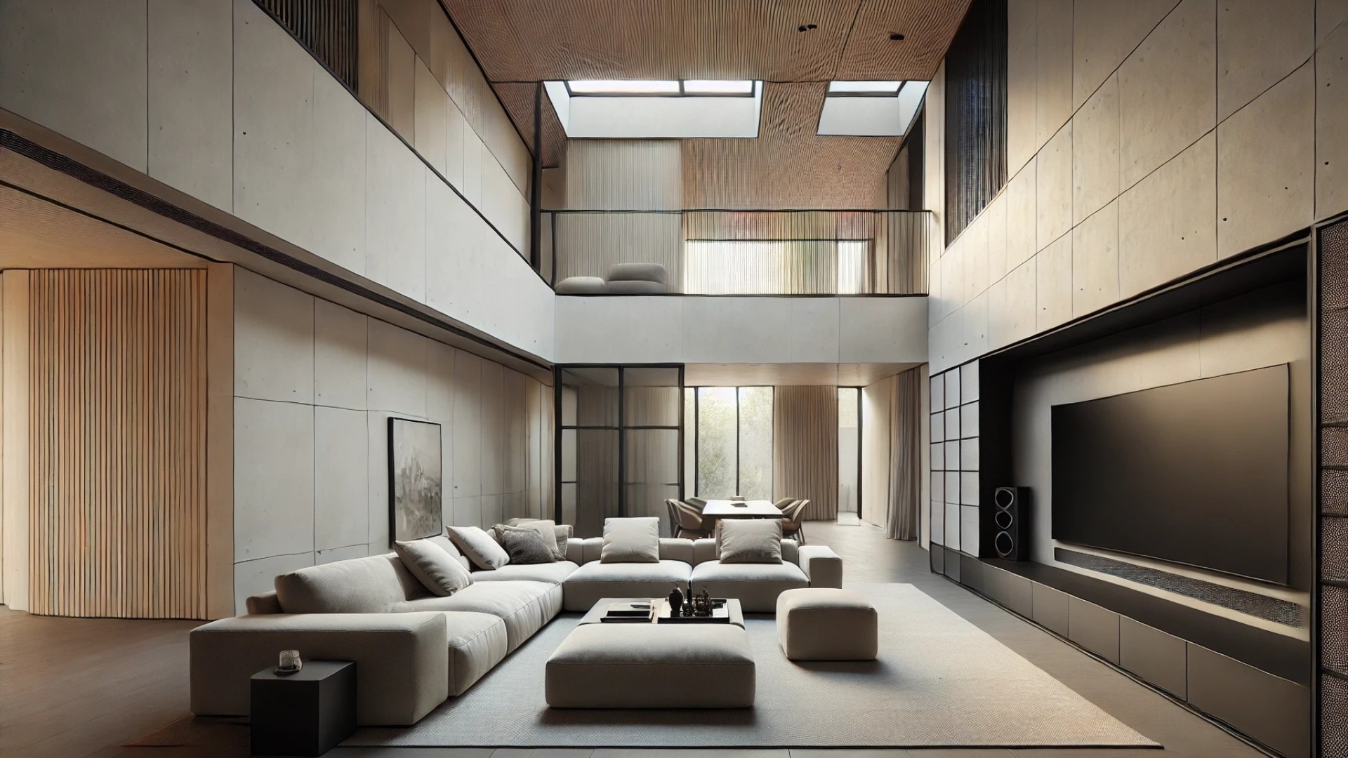 family room of the Broadview Residence, highlighting its flexibility, natural light, and inviting modern aesthetic