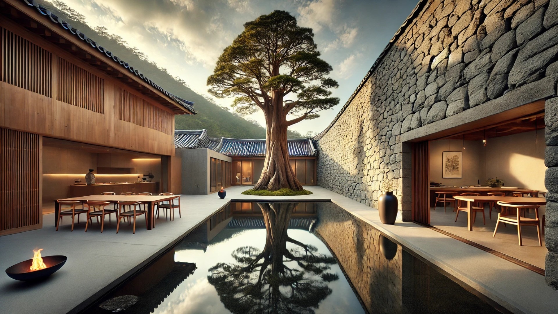 capturing the serene and nature-connected atmosphere of the May Day Cafe in Taepyeong-ri