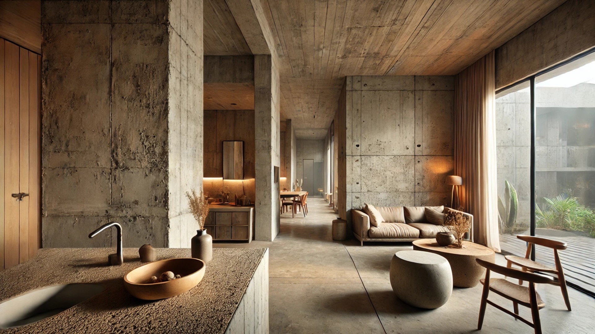 Sandwash Apartment, highlighting the rich, tactile sandwash textures and handcrafted details