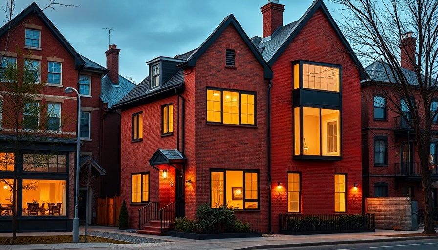 Wonderful Wooman House: Modern red brick home with large windows in urban setting.