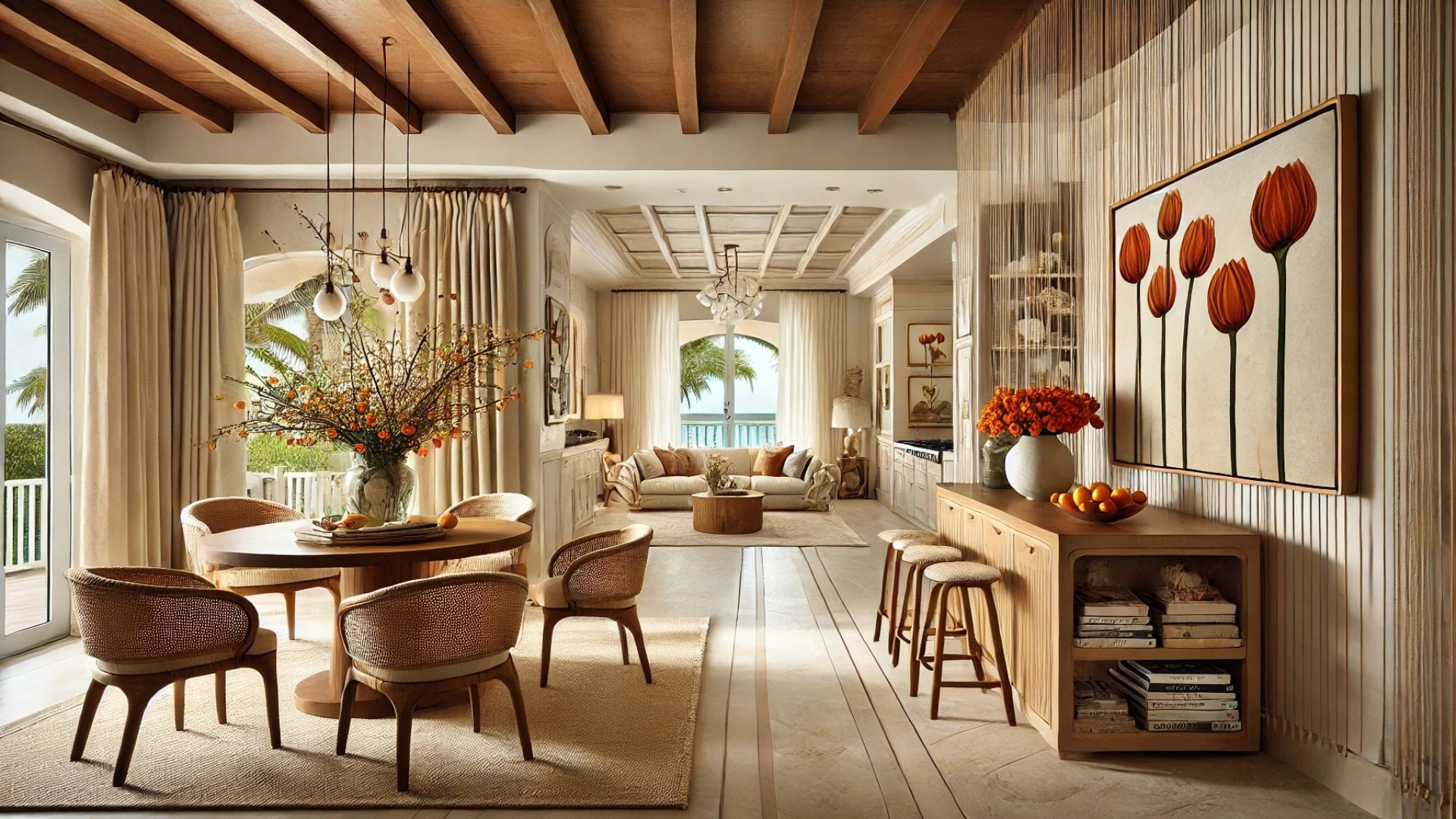 capturing the warm, elegant interiors of the Coral Gables lakefront home transformation