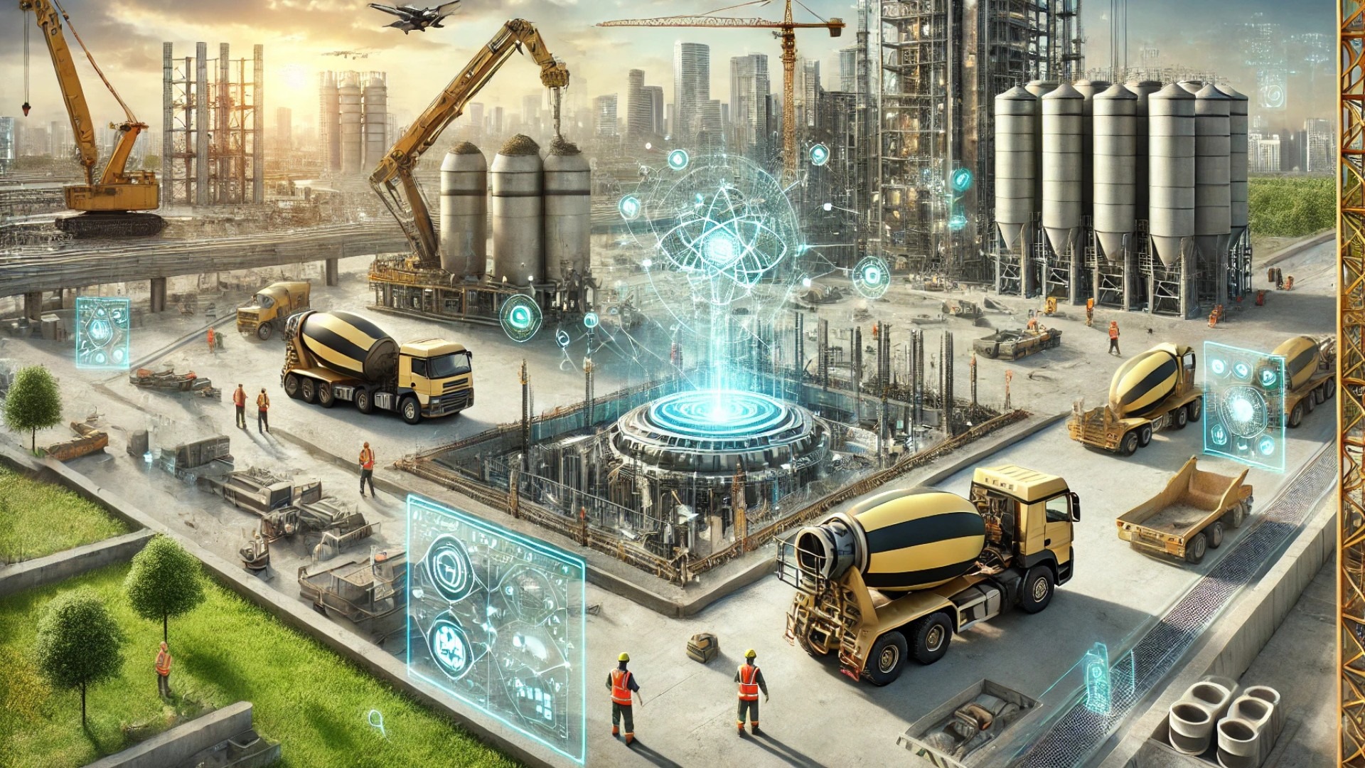 capturing the futuristic construction boom driven by AI infrastructure and massive cement demand