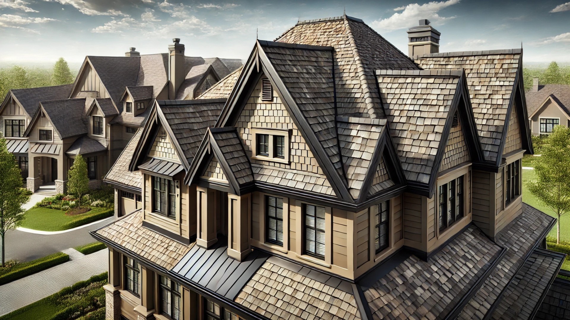 focusing on the architectural details and CertainTeed Landmark shingles