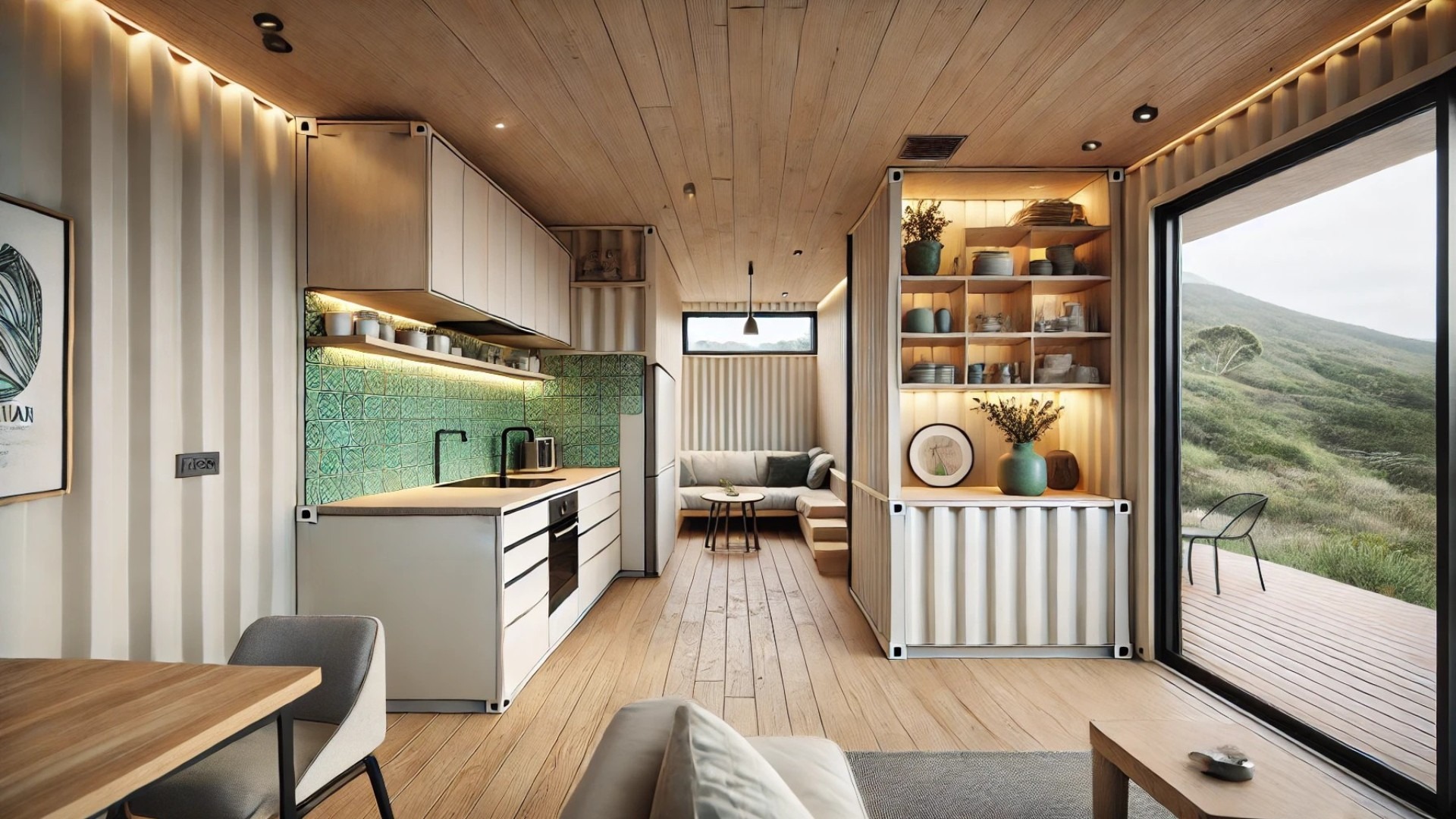 Seaholme modular home, showcasing its compact yet elegant design and natural coastal ambiance