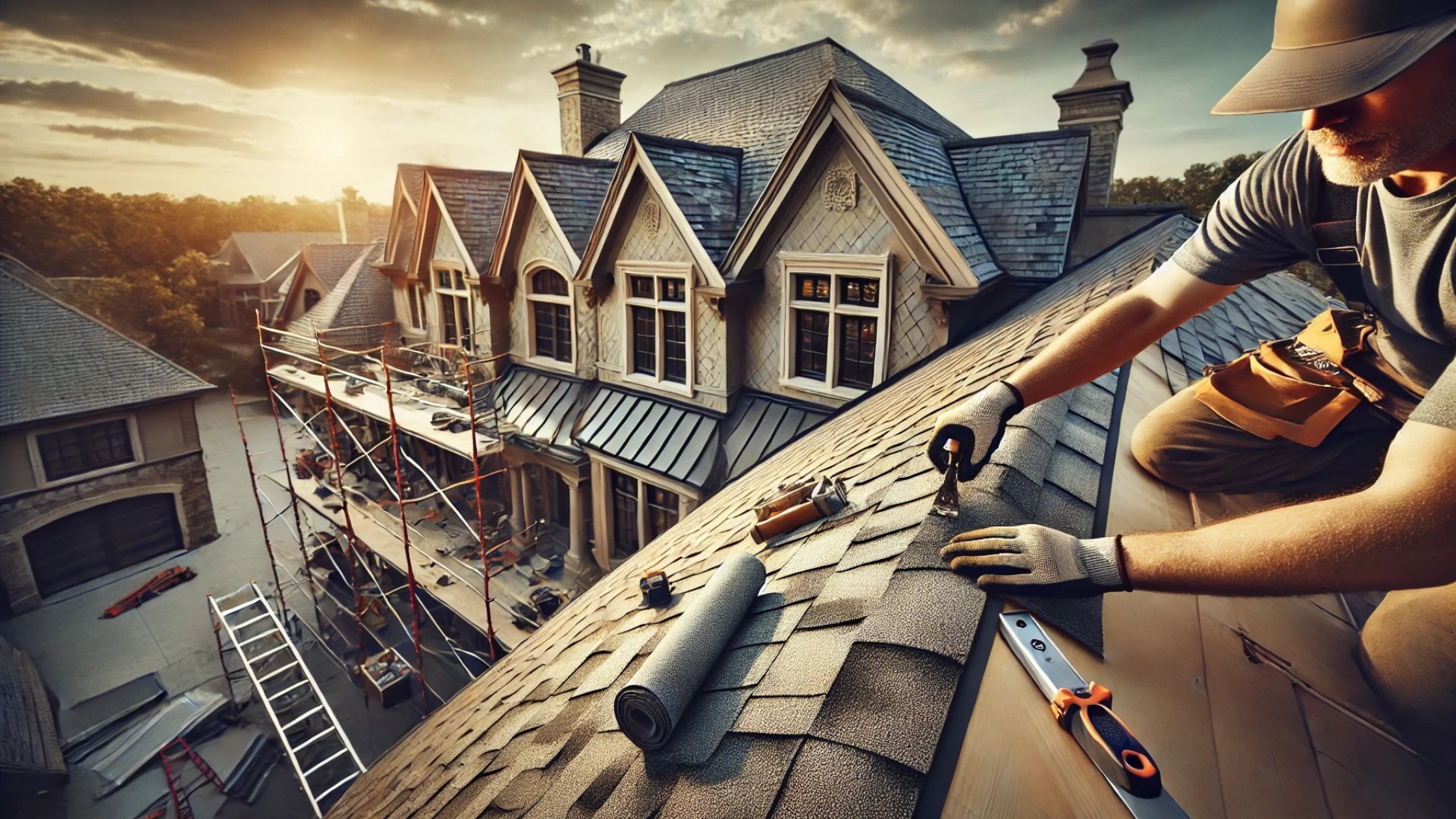 luxury roofing project with high-end shingles and expert craftsmanship