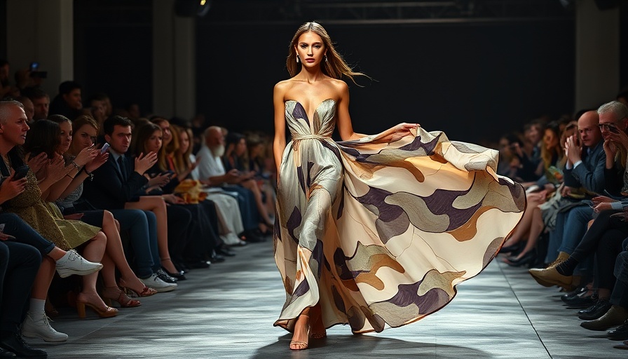 Model at Berlin Fashion Week showcasing eco-responsible fashion.