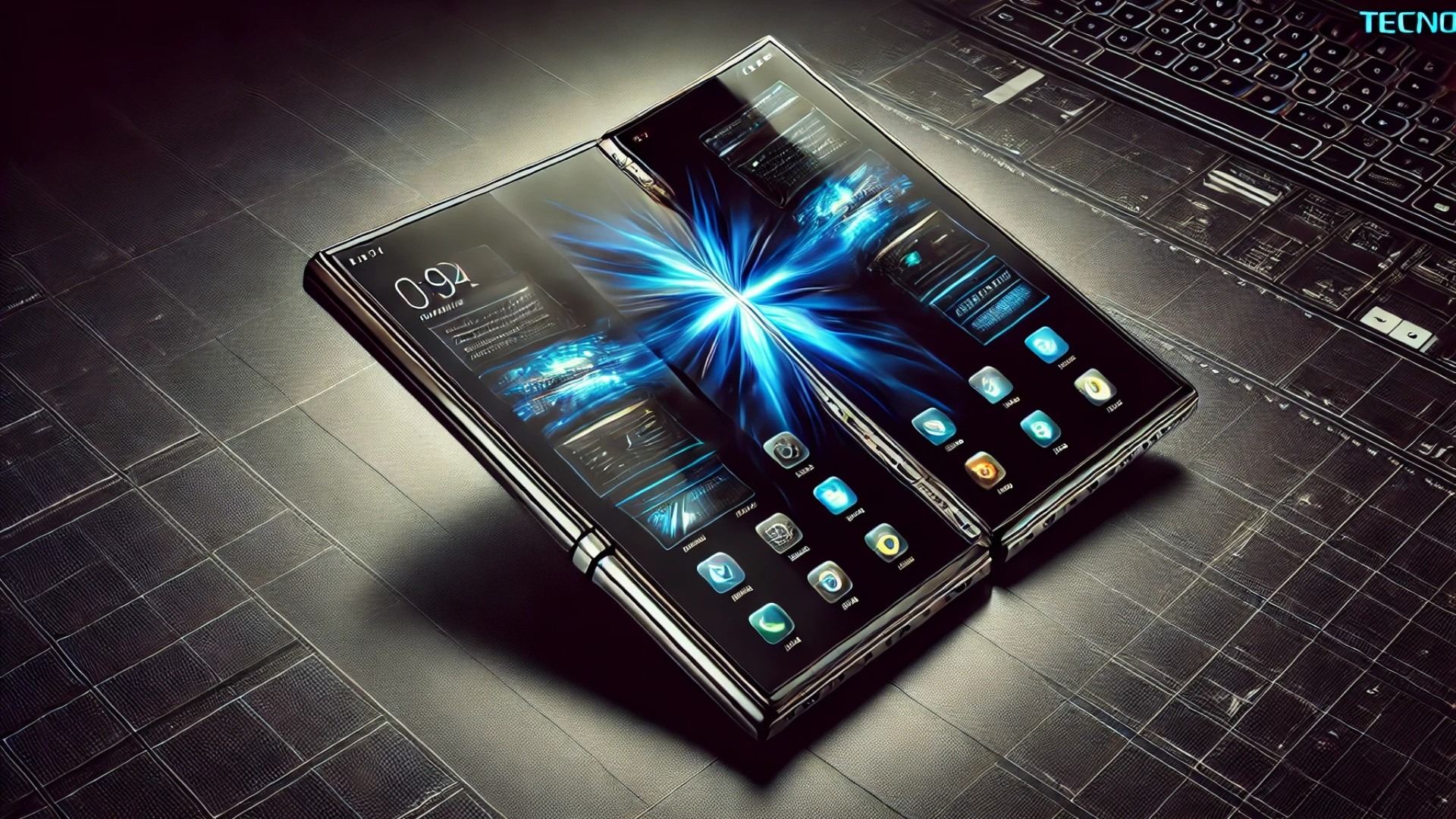 TECNO PHANTOM Ultimate G Fold in its fully unfolded, workstation-ready form