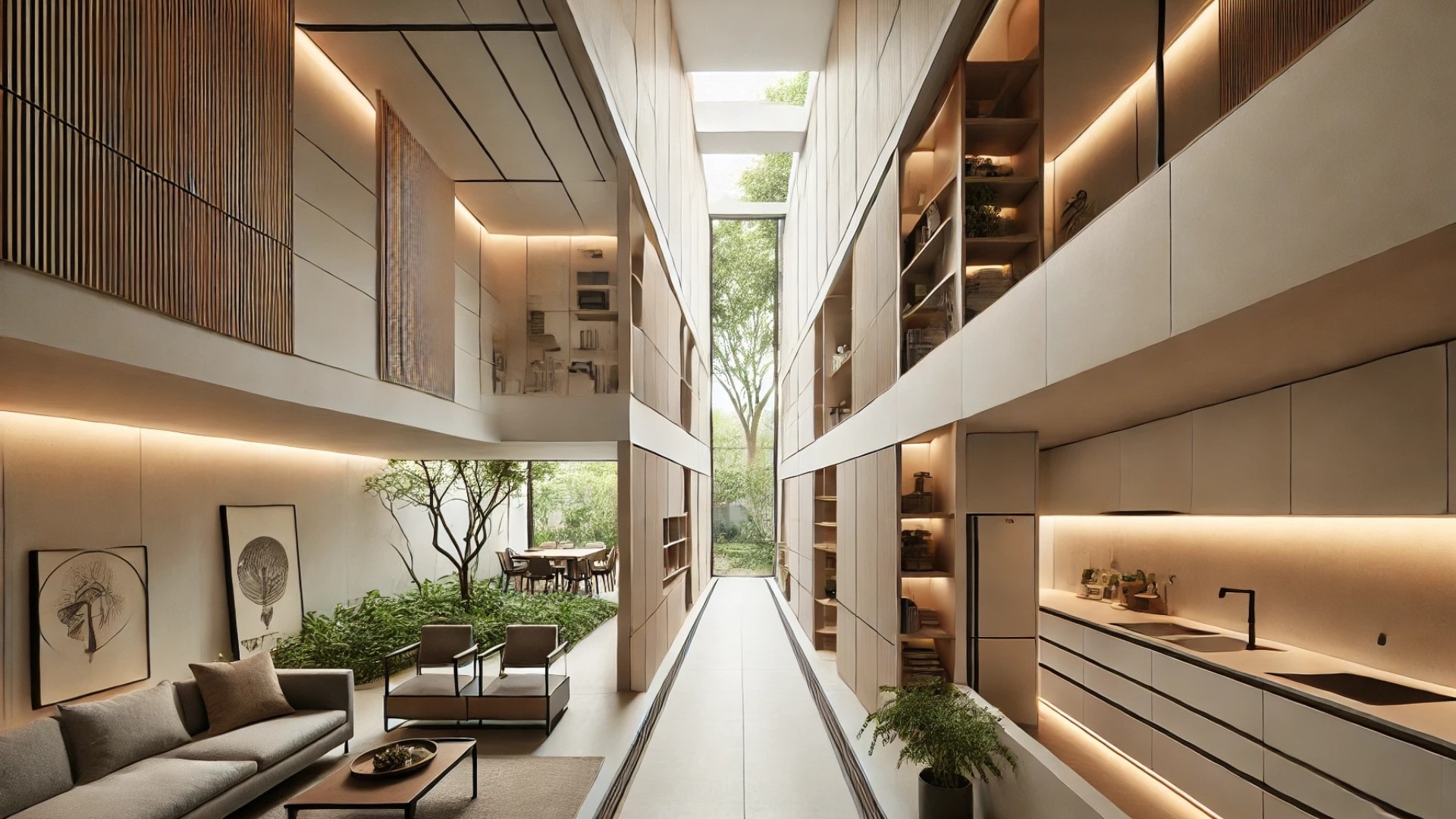 H-House, highlighting its modern, linear design with thoughtful use of space and natural light