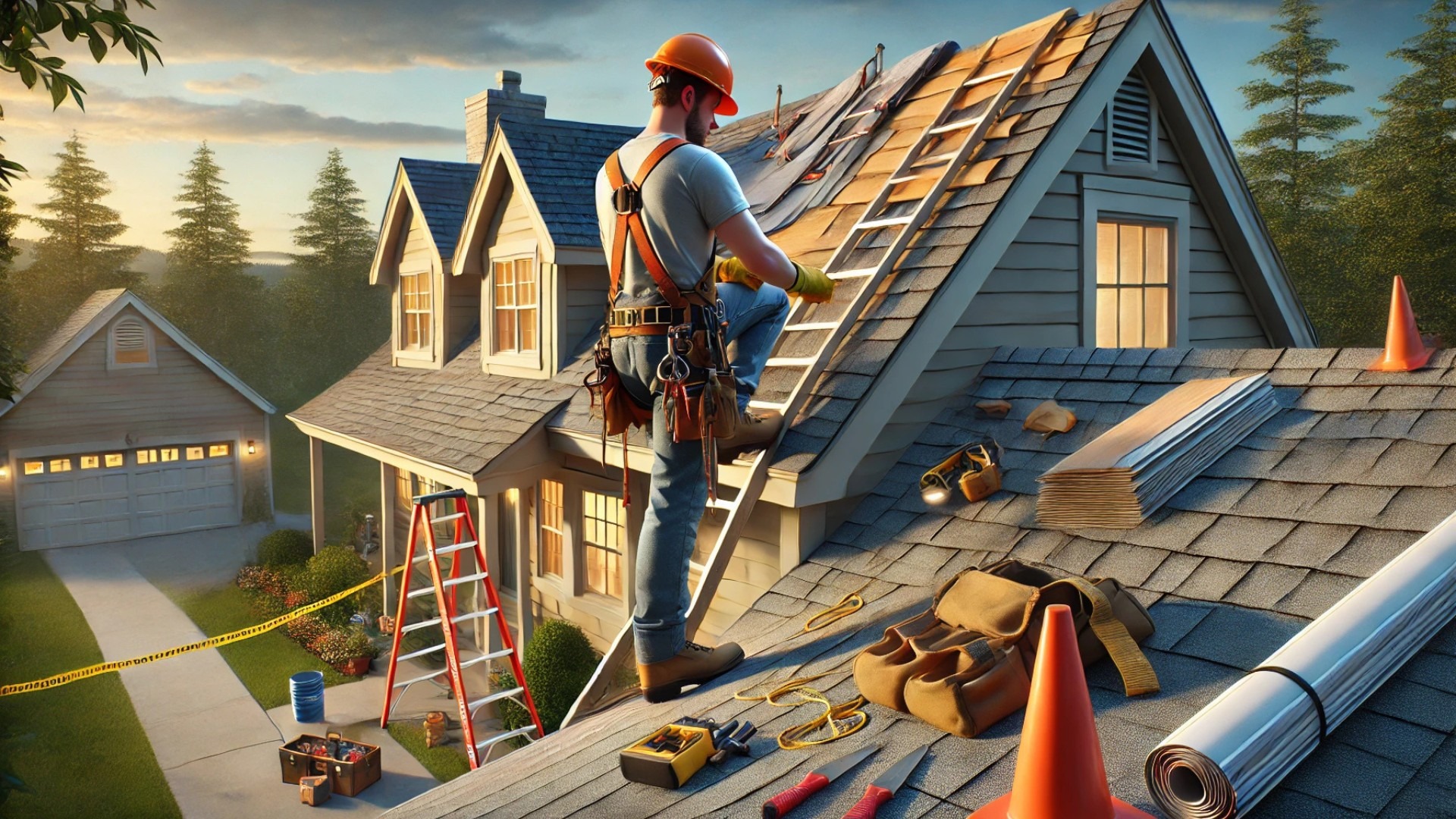 safety-conscious DIY homeowner working confidently on a roofing project