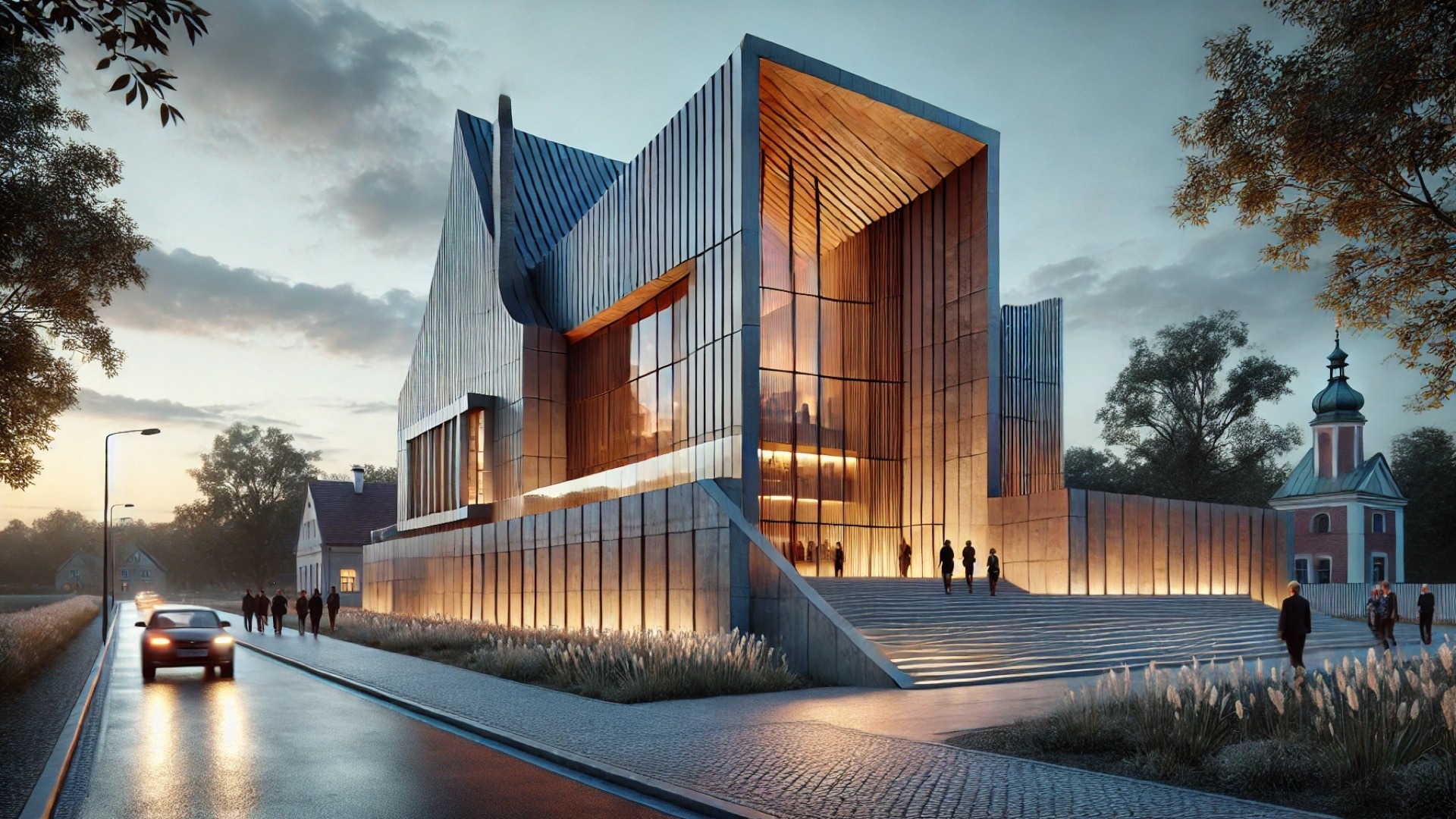 Dom Turka House of Remembrance modern architecture with glass facades.