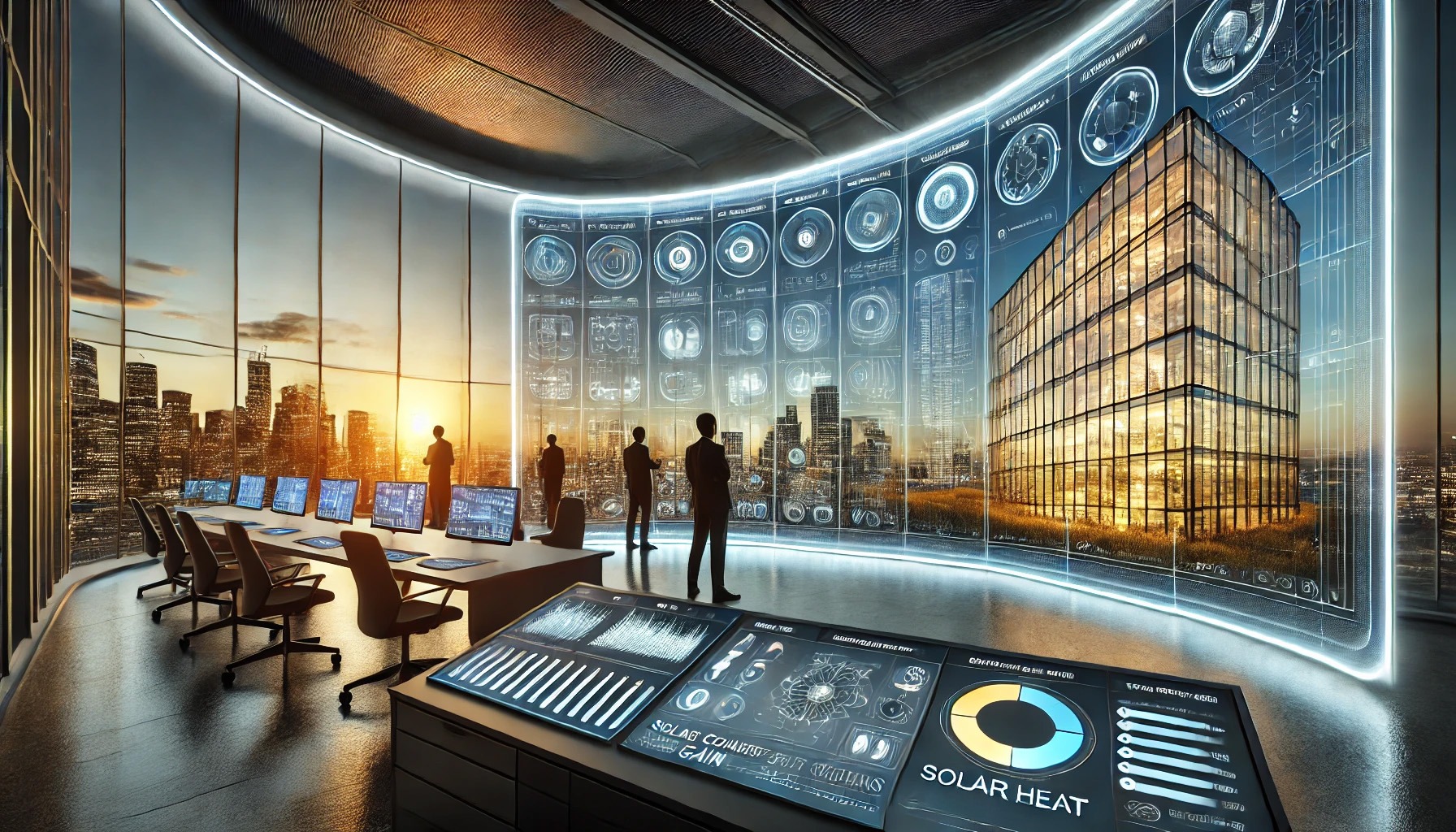 VitroSphere digital glass simulator concept, emphasizing advanced design tools in a high-tech architectural studio
