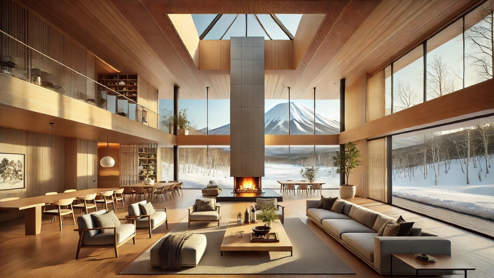Snøhetta Rusutsu Resort in Hokkaidō, Japan, showcasing the luxurious and serene atmosphere of the villa