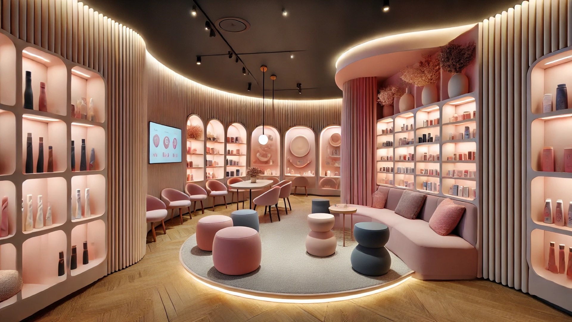 Njoy Shop in Kyiv, capturing its cozy, modern, and educational atmosphere with a tasteful and inviting design
