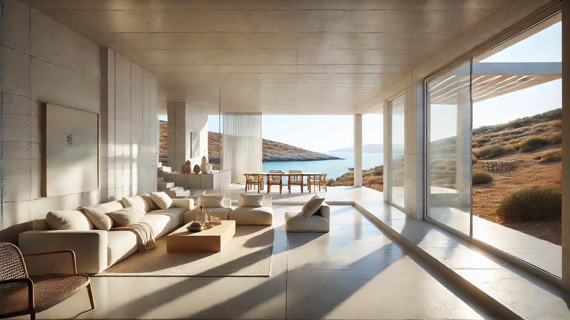 Casa Incognita, capturing the tranquil elegance and architectural harmony along the Peloponnese coastline