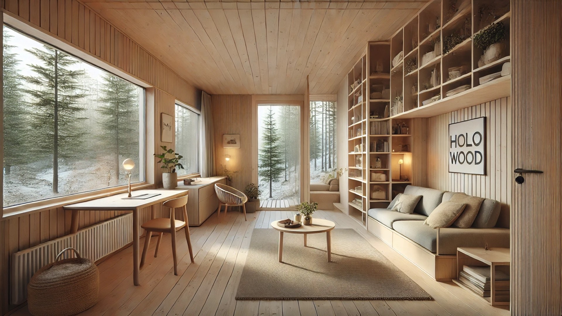 PEBL Grand cabin, showcasing its cozy, nature-connected design and modern functionality