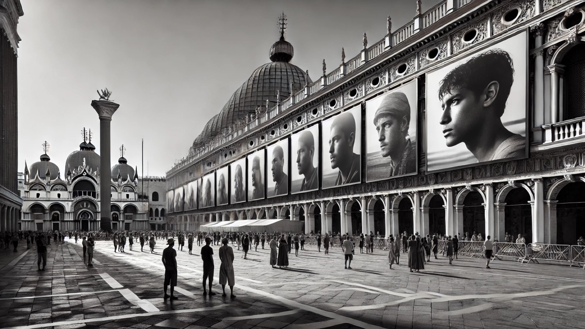 illustration of the "Dreams in Transit" installation at Venice's Procuratie