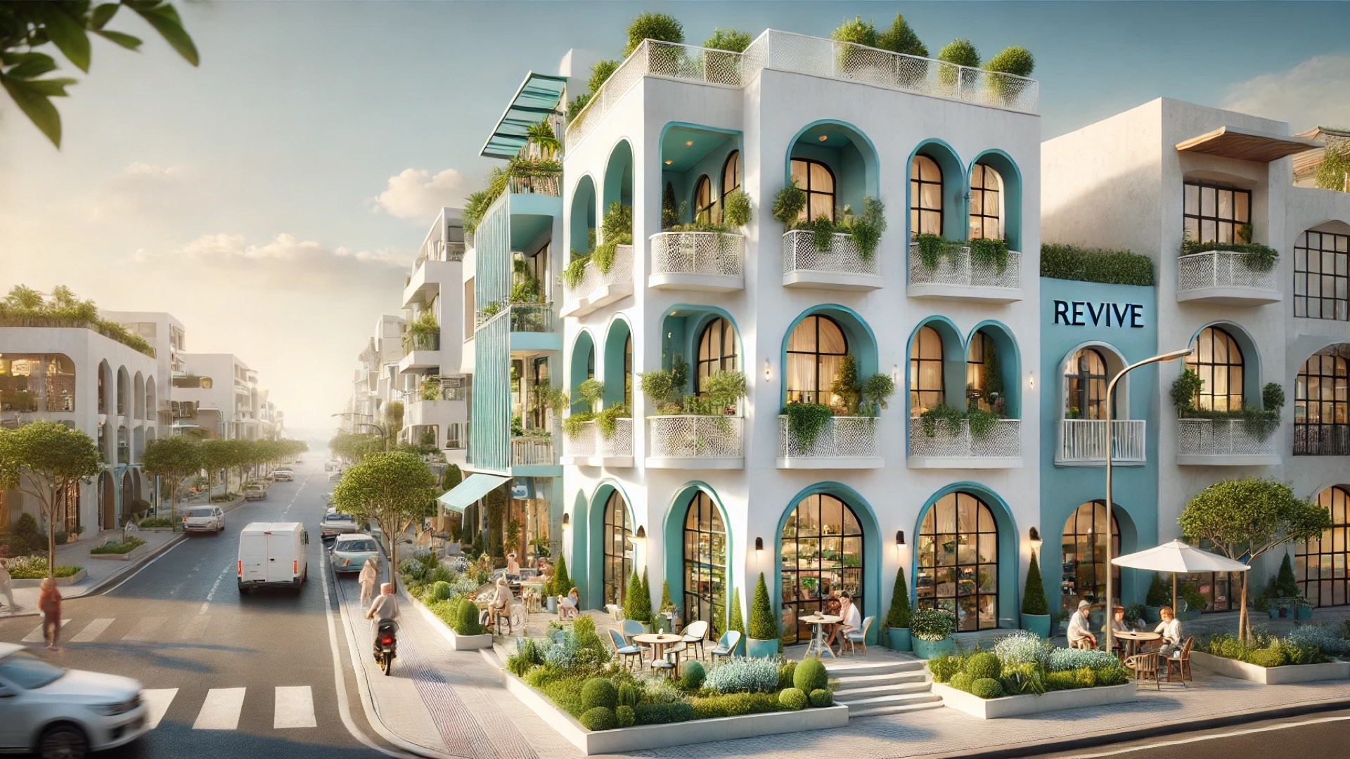 AkzoNobel Colors of the Year 2026 emphasizing the "Revive" color palette within a modern Mediterranean architectural style