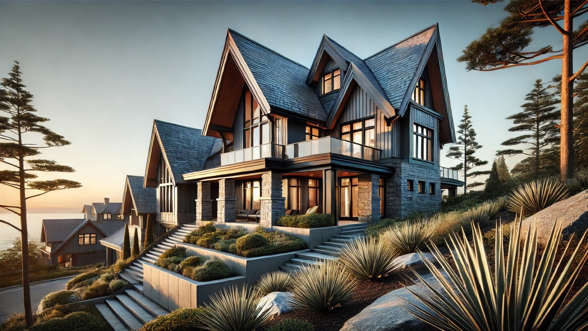 luxurious home with an architectural shingle roof, emphasizing refined texture and upscale curb appeal