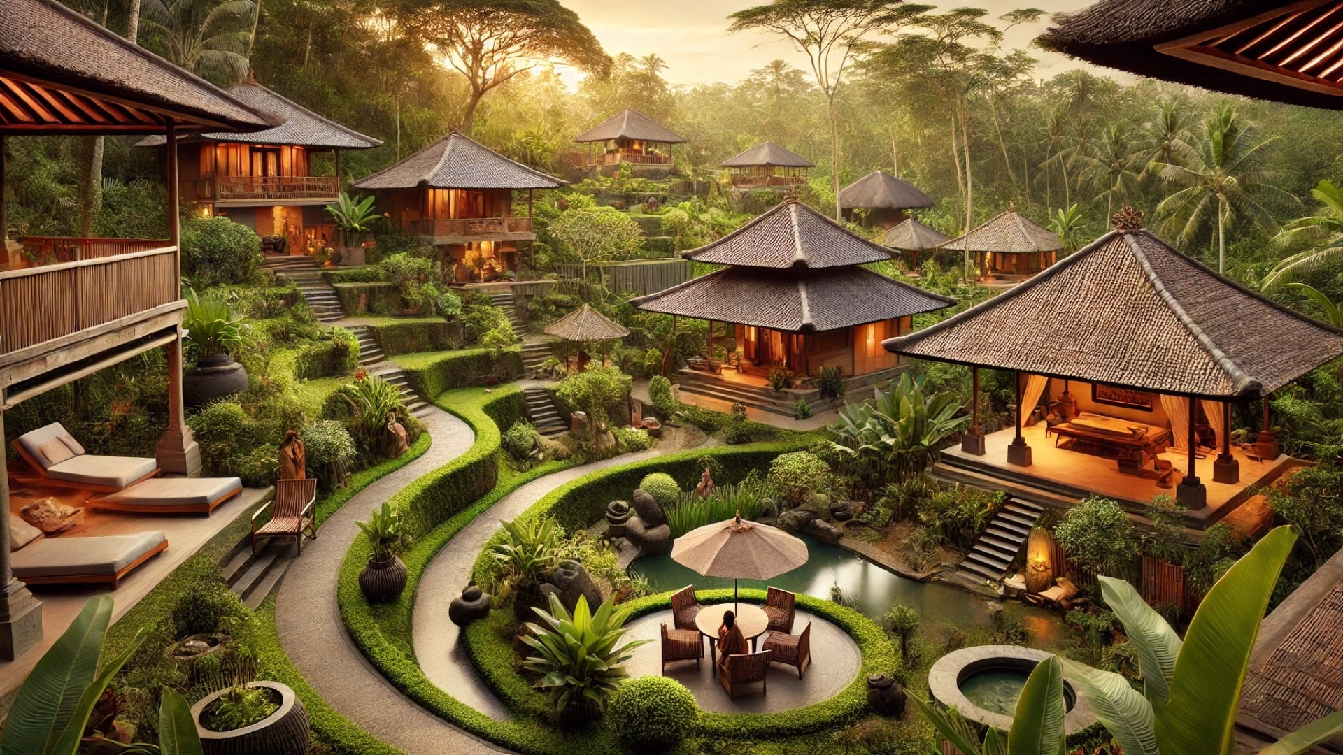 capturing the serene and artistic atmosphere of the new Yayasan Bali Purnati residence in Batuan