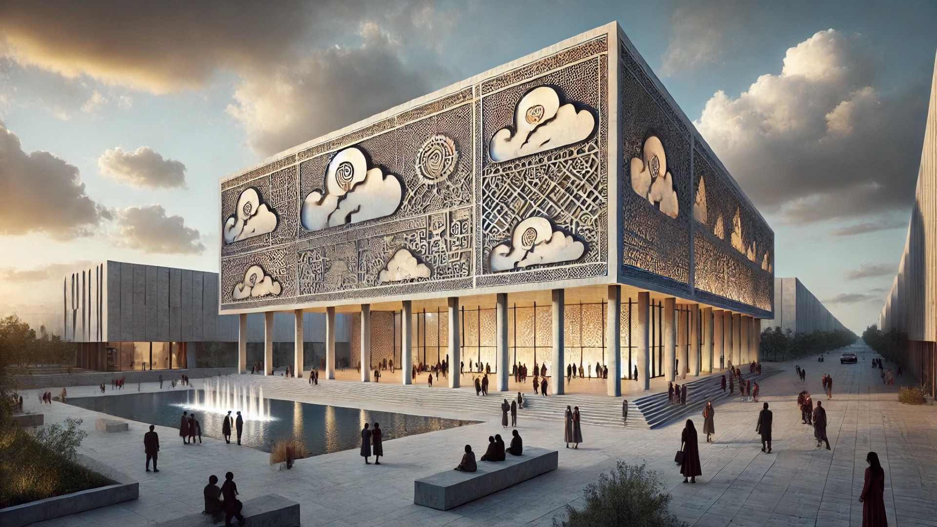 Tselinny Center of Contemporary Culture, showcasing its blend of restored modernist heritage, traditional Kazakh ornamentation, and contemporary innovation