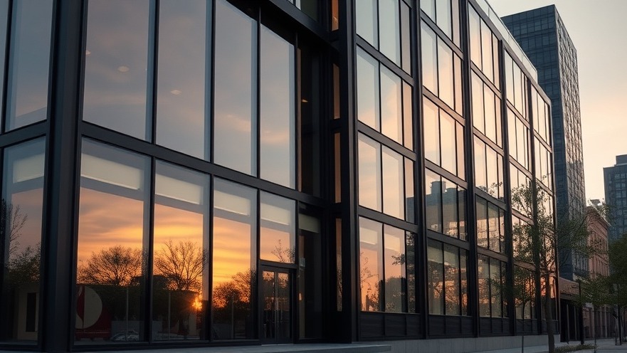 Sleek modern building with hybrid curtain wall system, enhancing thermal performance and energy efficiency.
