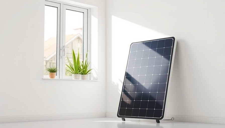 Modern solar battery in serene minimalist room with natural light