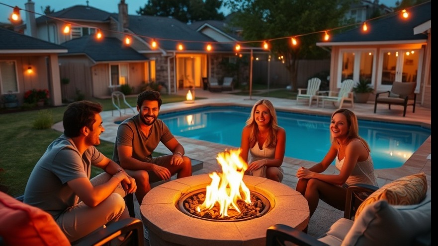 Relaxing outdoor space with cozy fire pit, perfect for fostering healthy eating habits for kids.