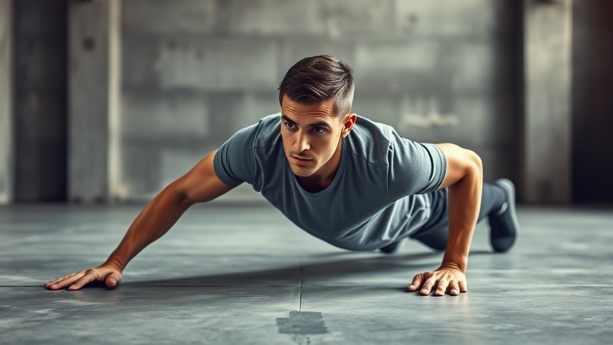Young man performing a plank in a modern gym, showcasing fitness for seniors.