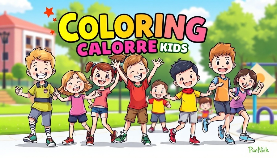 Colorful fitness coloring book with kids exercising in cartoon style.