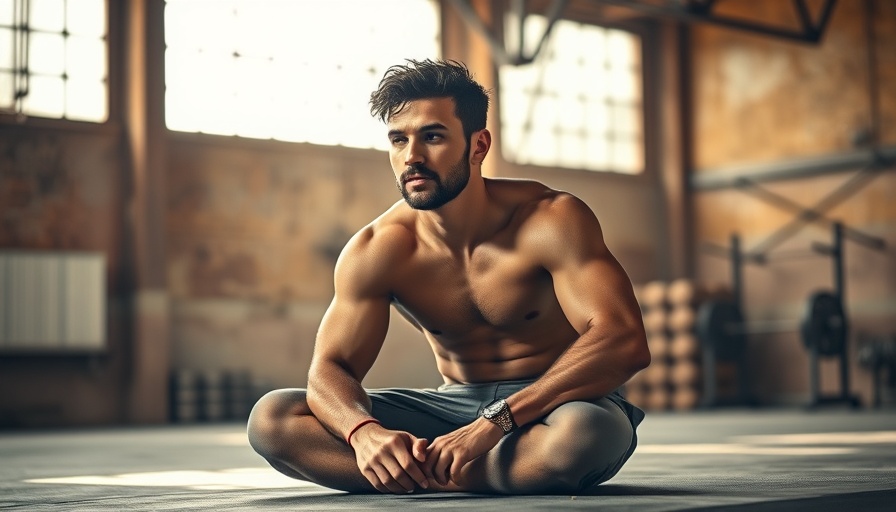 Man in gym reflecting on muscle gains journey.