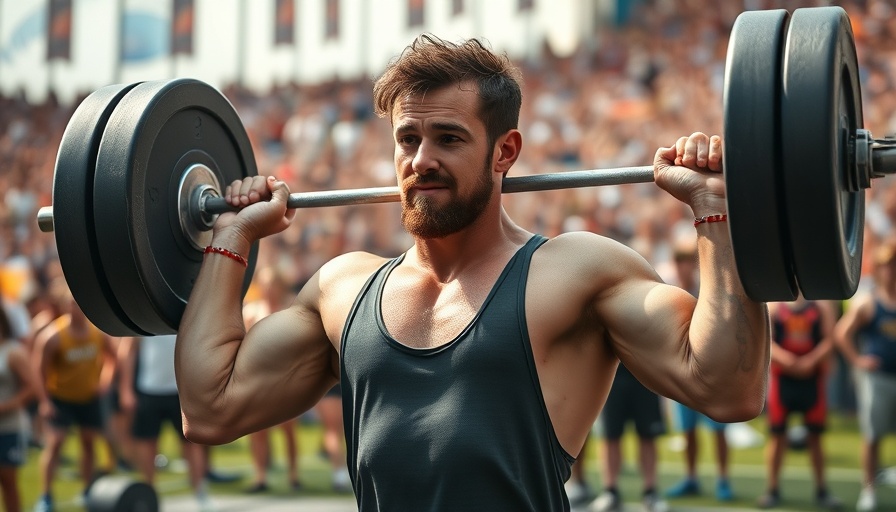 Weightlifter at TYR Wodapalooza event, lifting a heavy barbell outdoors.