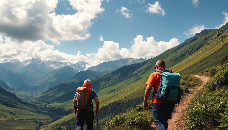 Functional Fitness through Hiking: Hikers on scenic mountain trail.